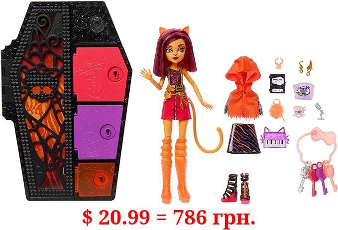 ​Monster High Doll and Fashion Set, Toralei Stripe Doll, Skulltimate Secrets: Neon Frights, Dress-Up Locker with 19+ Surprises​​