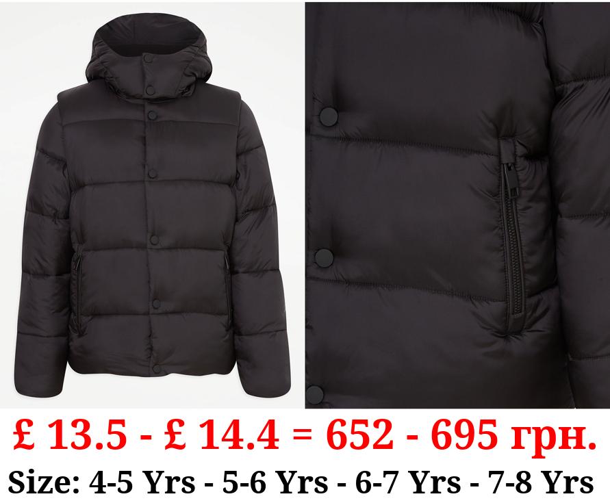 Black 3 in 1 Hooded Padded Coat