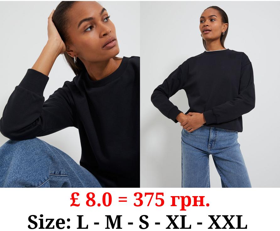 Black Basic Crew Sweatshirt