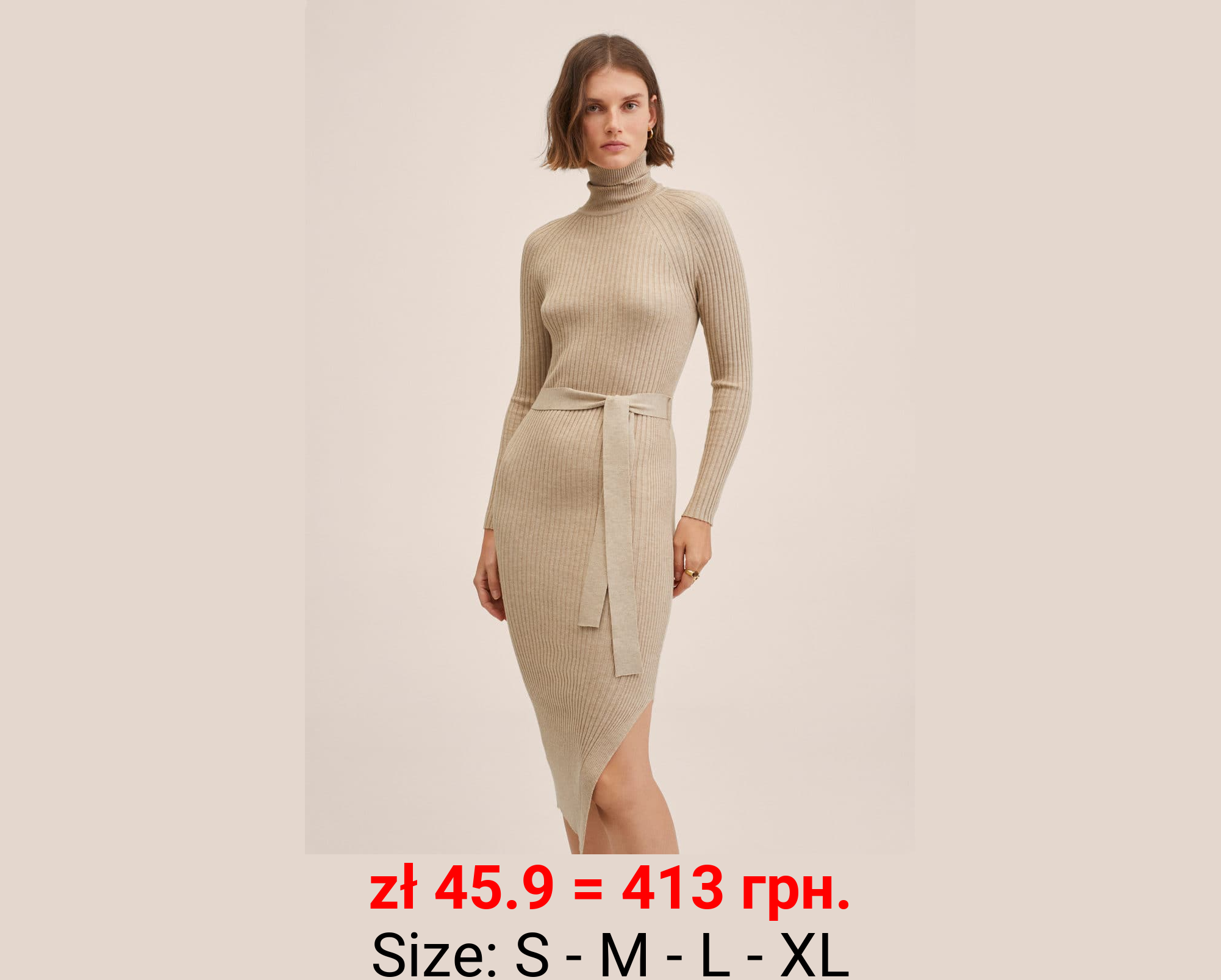 Vestido punto cuello vuelto