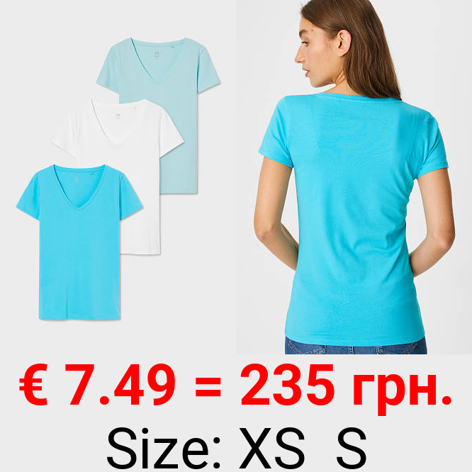 Multipack 3er - Basic-T-Shirt - Bio-Baumwolle