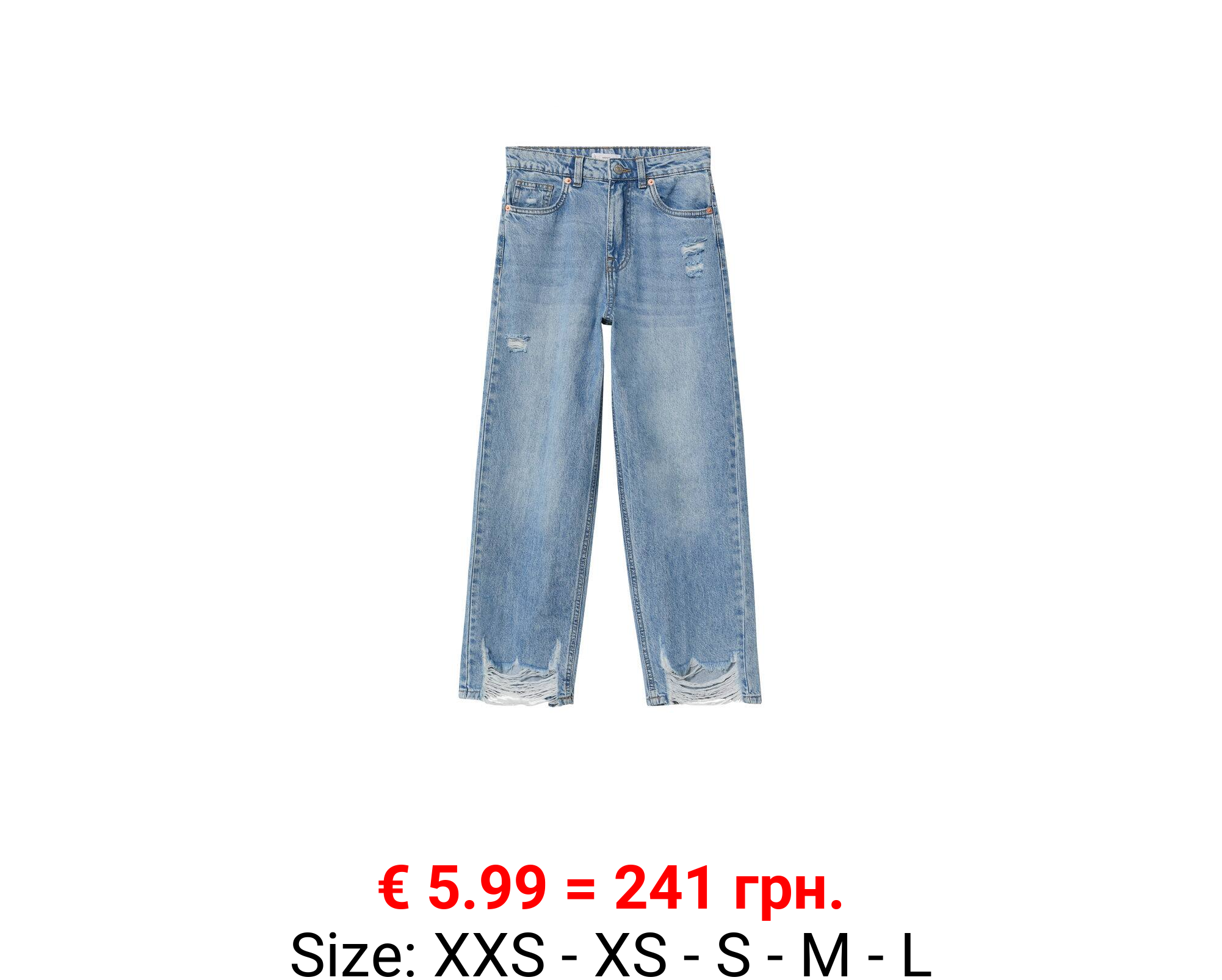 Jeans rectos bajo deshilachado