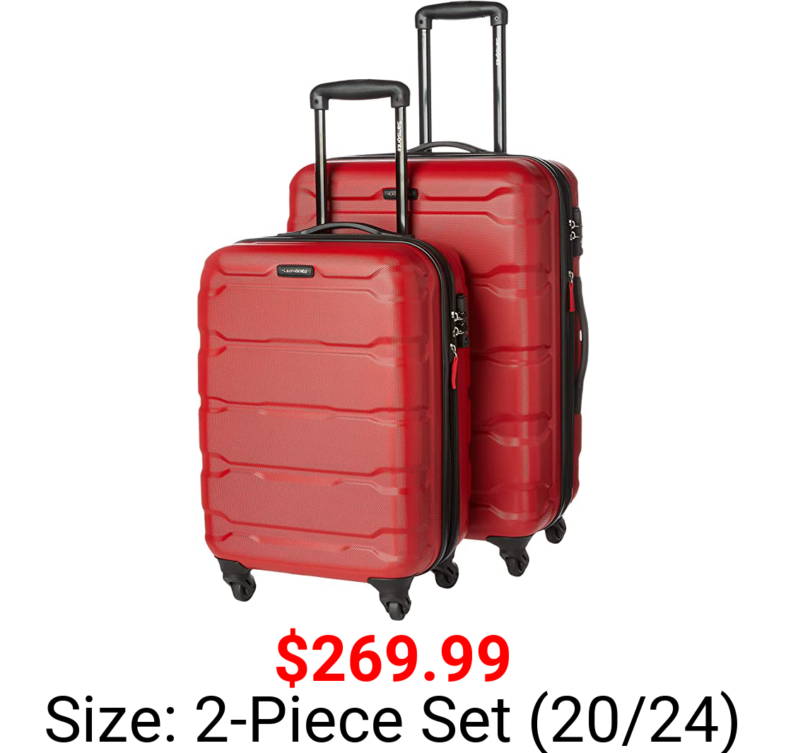 Samsonite Omni PC Hardside Expandable Luggage with Spinner Wheels, Red, 2-Piece Set (20/24)