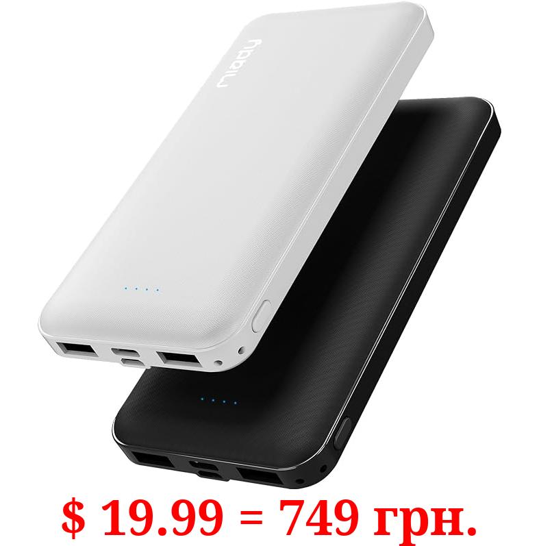 Miady 2-Pack 10000mAh Dual USB Portable Charger, USB-C Fast Charging Power Bank, Backup Charger for iPhone 15/14/13, Galaxy S23/22, Pixel and etc