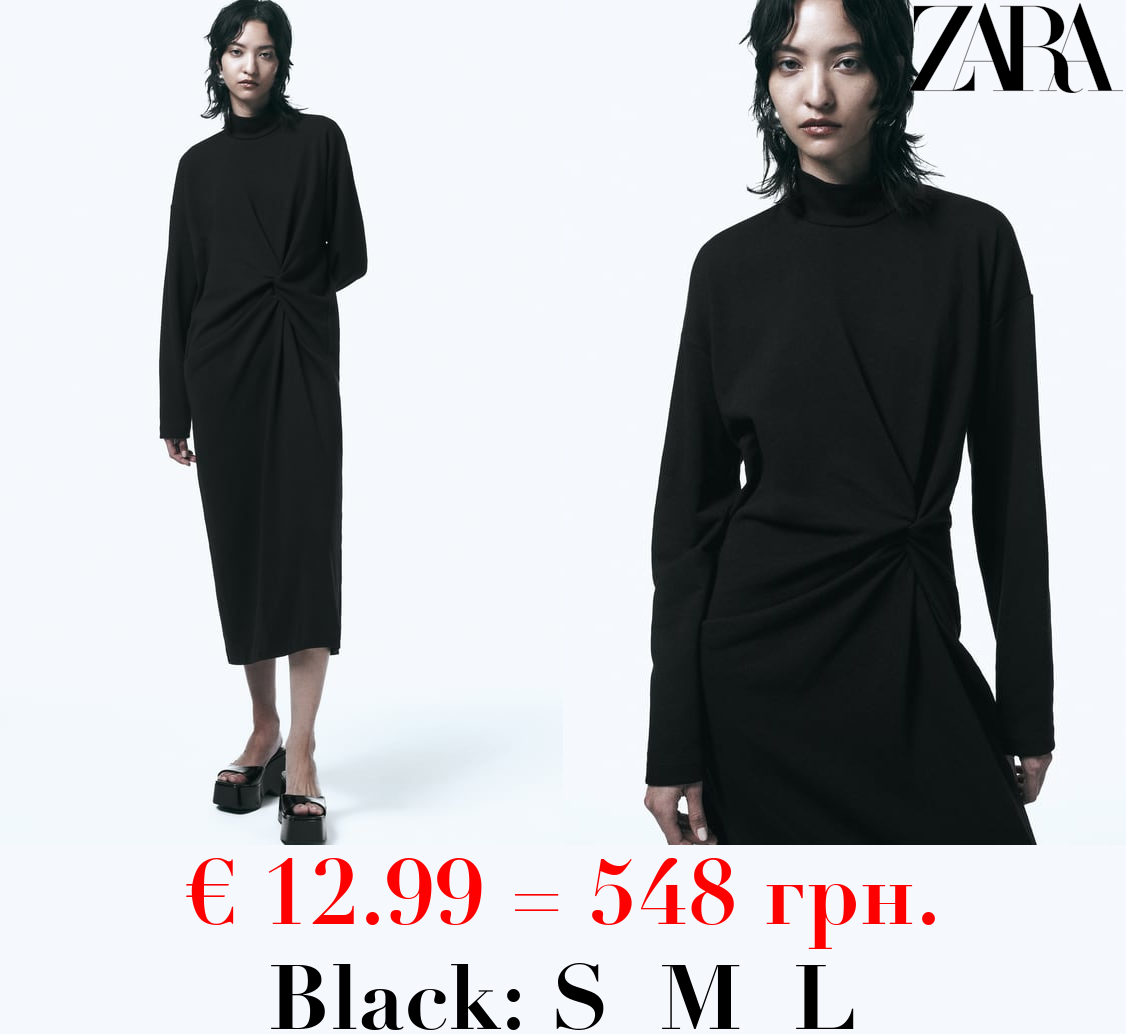 KNOTTED DRESS WITH PLEATS