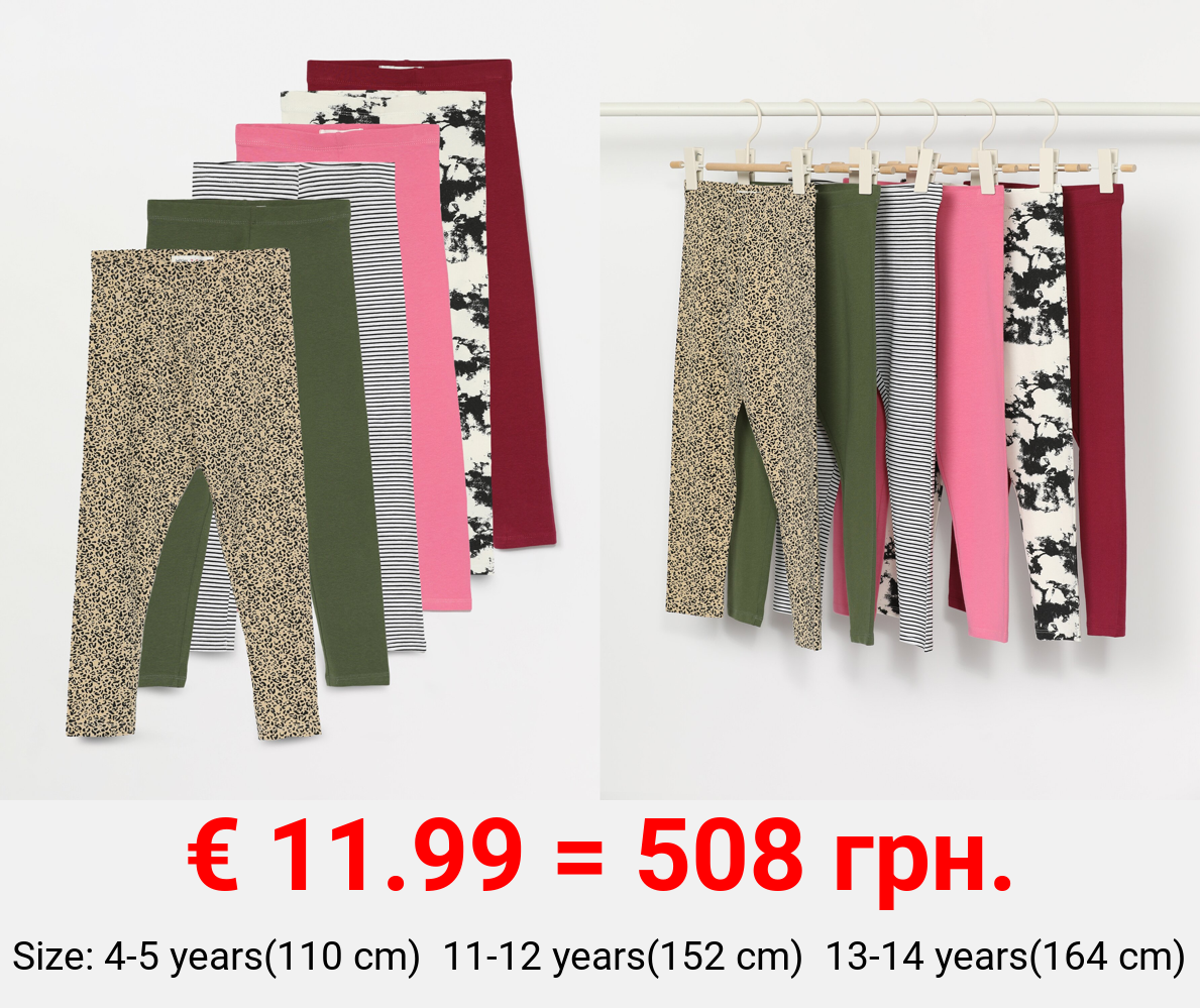 6-pack of long contrast leggings