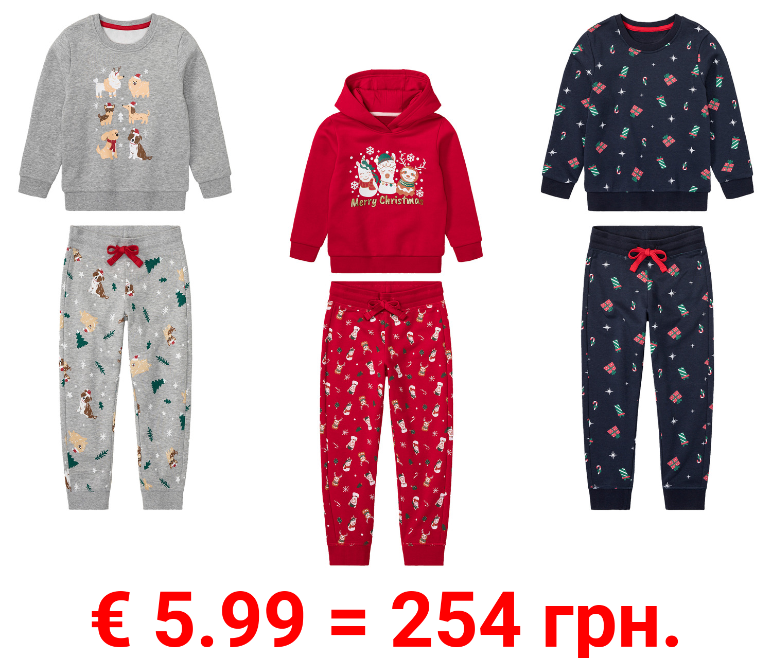 lupilu® Kleinkinder Sweatanzug, 2-tlg. mit Weihnachtsmotiv