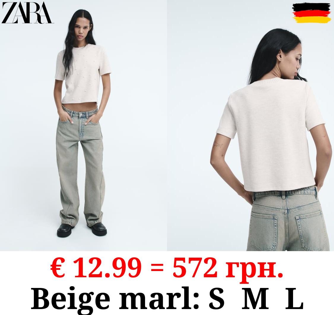 SOFT T-SHIRT WITH FAUX PEARLS