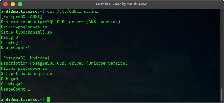 terminal command output