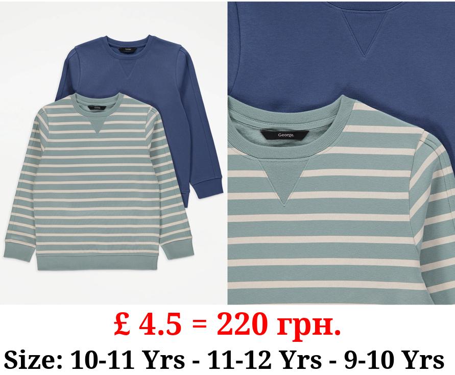 Striped Crew Neck Sweatshirts 2 Pack