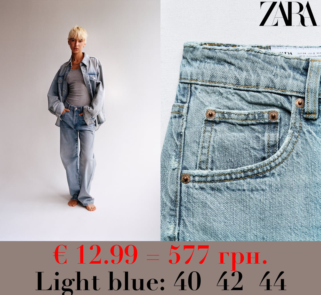 TRF SLOUCHY MID-RISE JEANS WITH TAB DETAIL