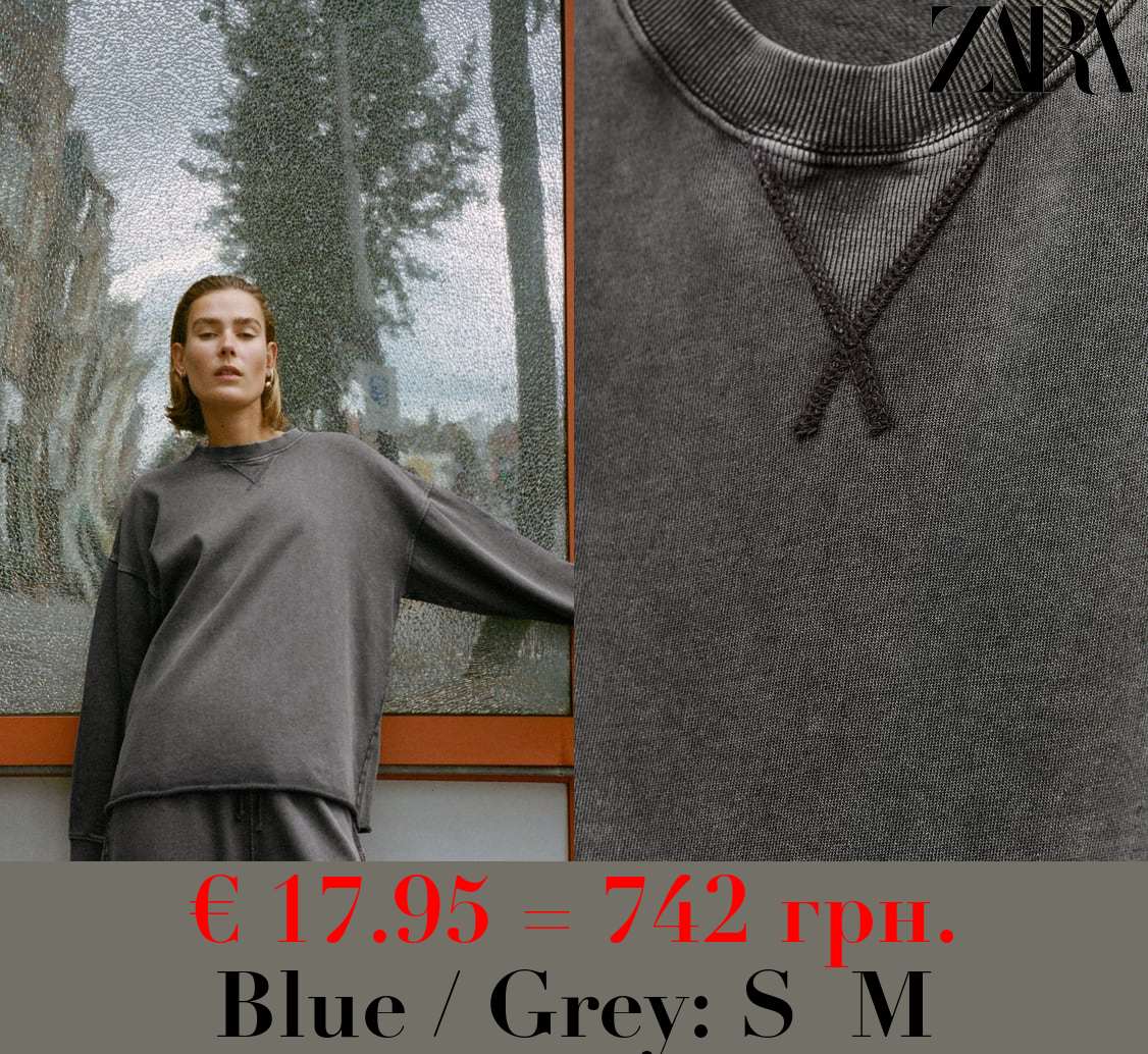 FADED-EFFECT PLUSH SWEATSHIRT