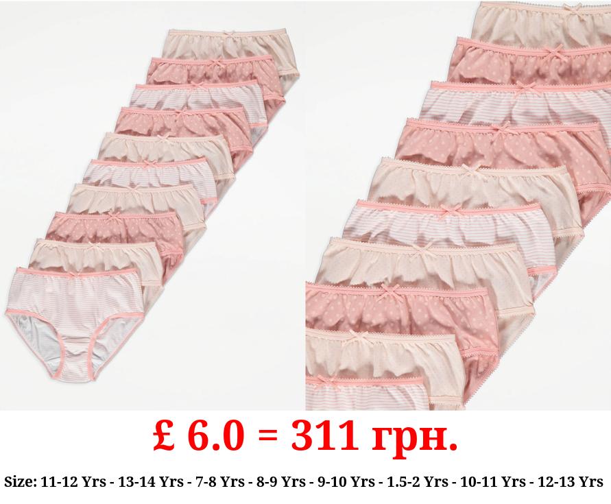 Pink Patterned Briefs 10 Pack