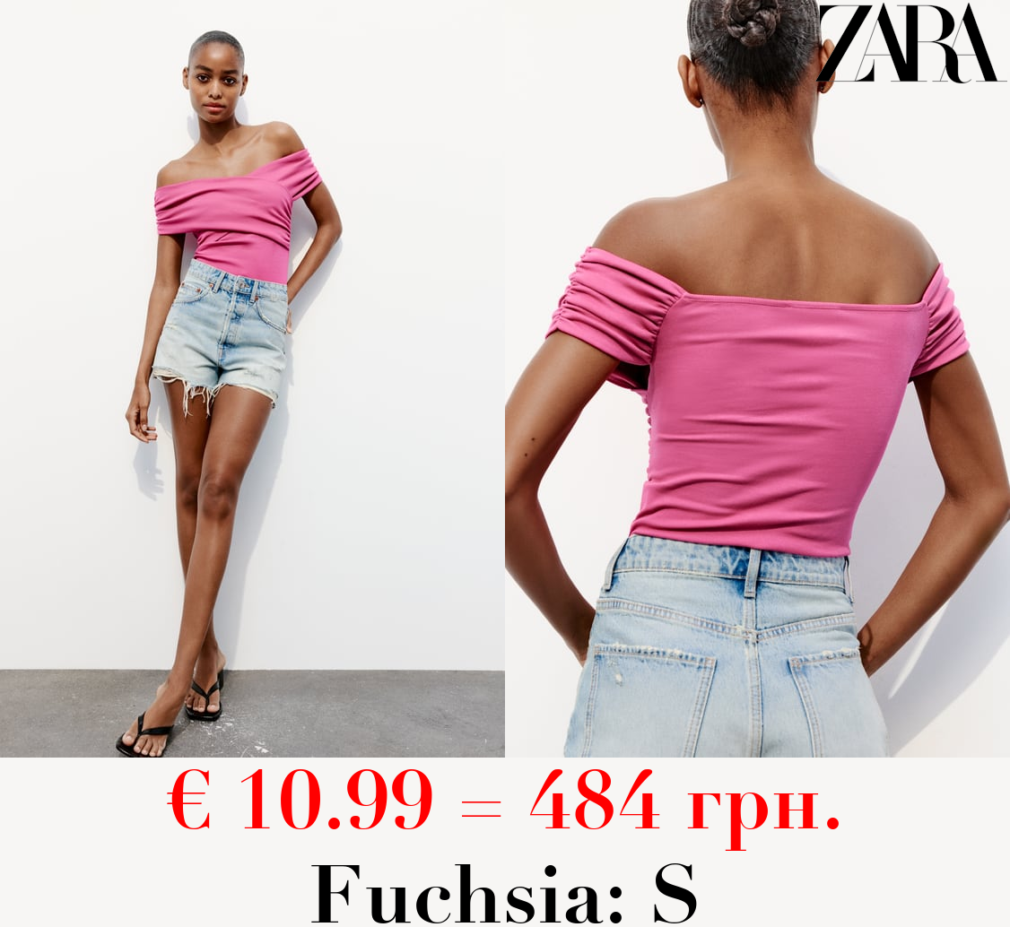 GATHERED CROSSOVER BODYSUIT