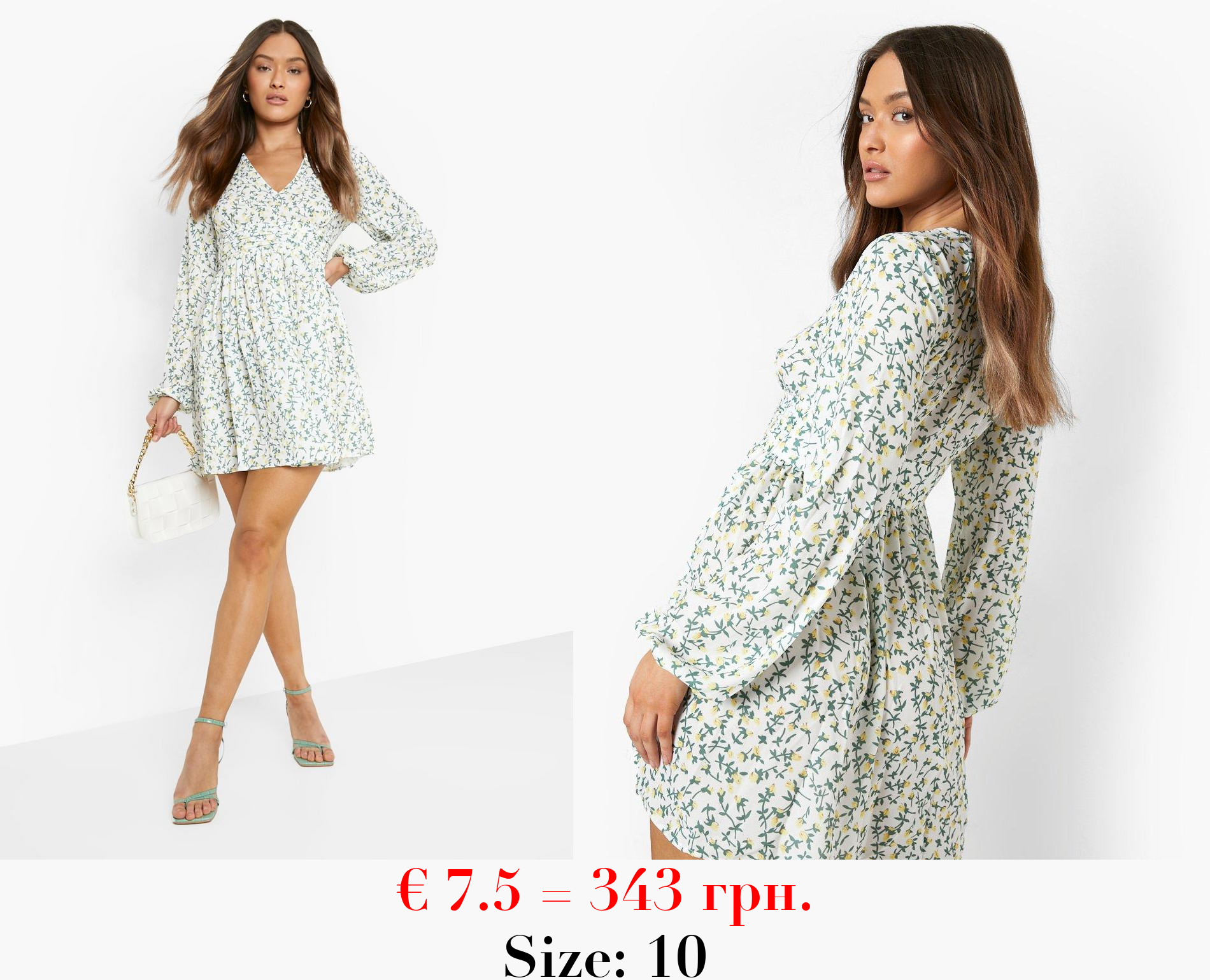 Ruched Waist Floral Tea Dress