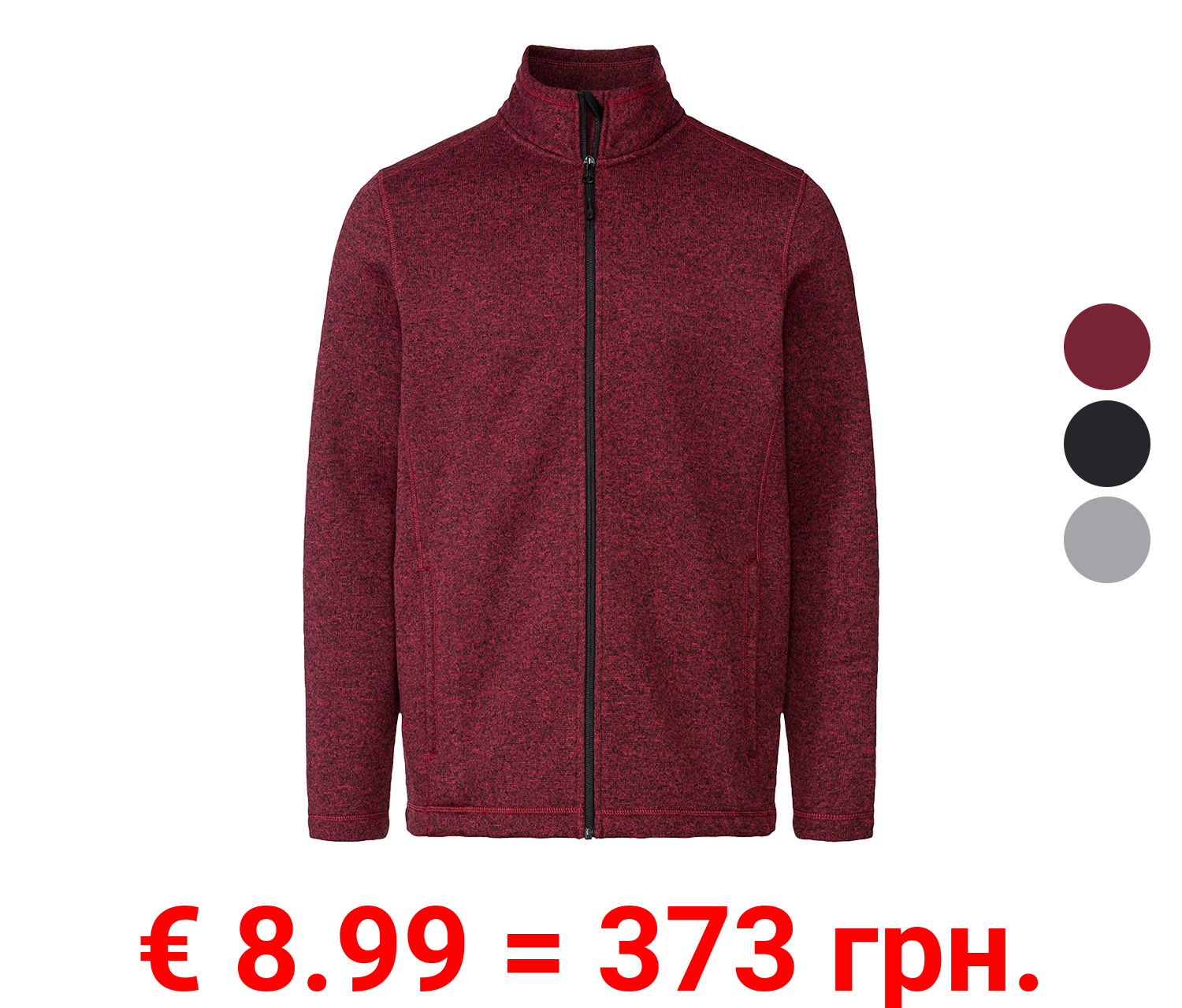 LIVERGY® Herren Strickfleecejacke mit Stehkragen