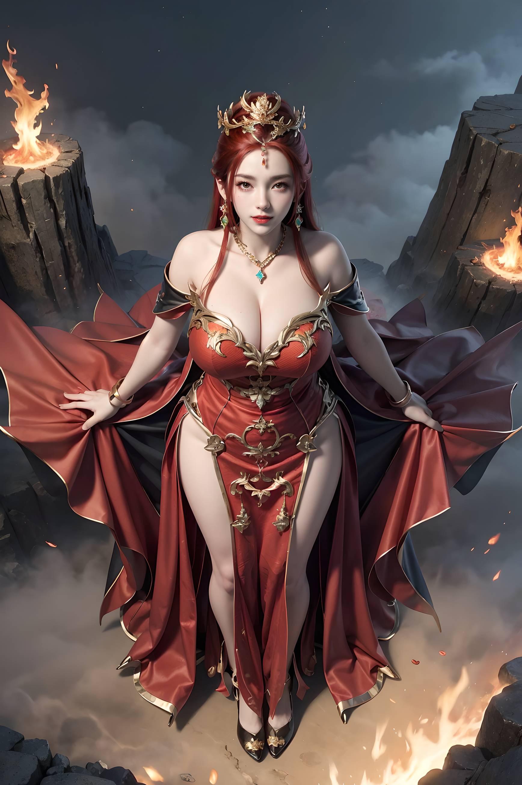 图片[39]-完美世界-曼珠沙华 户外红色礼服-六色网