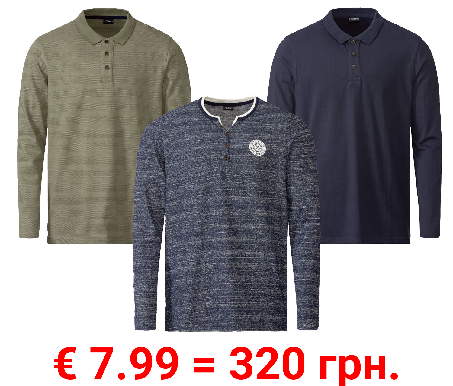 LIVERGY® Herren Langarmshirt, körpernah geschnitten