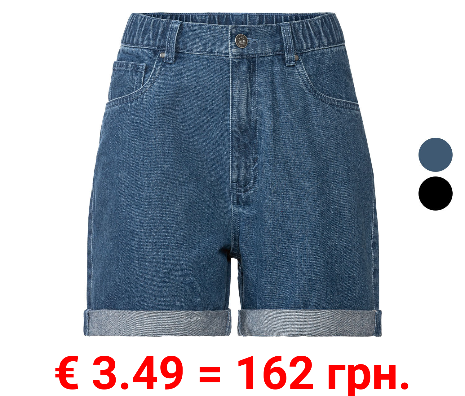 esmara® Damen Jeansshorts, mit Krempeloptik am Beinabschluss