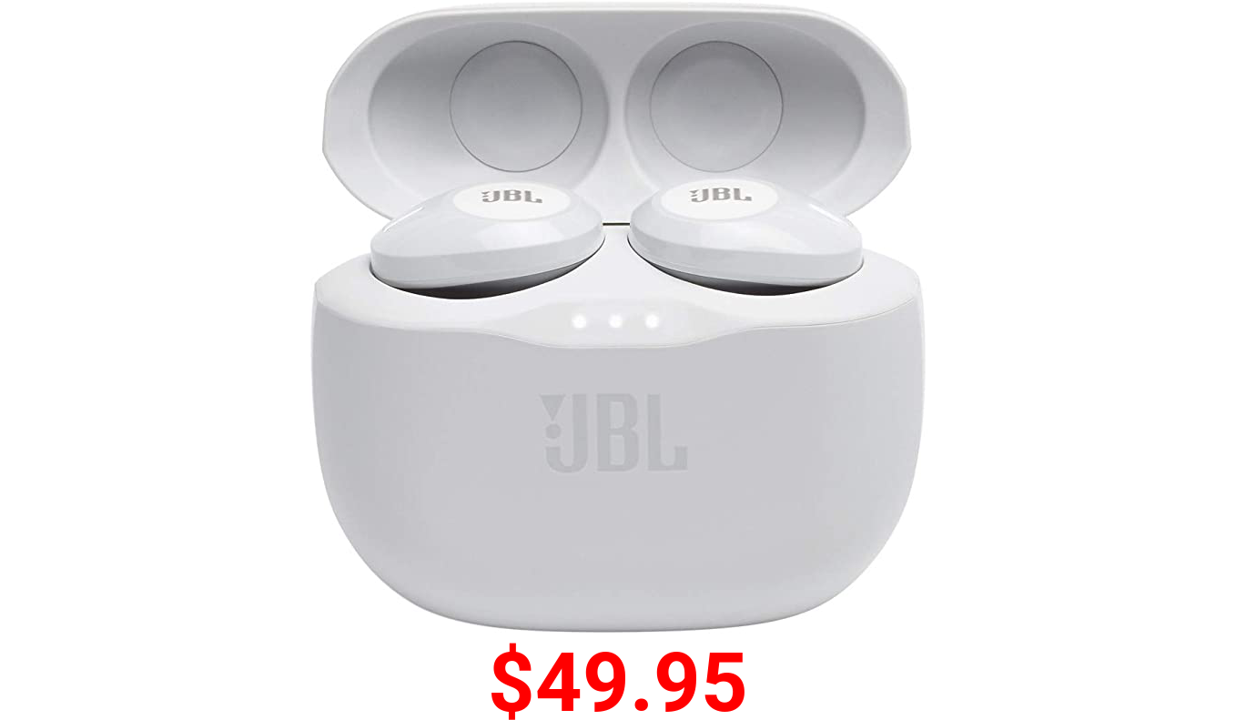 JBL Tune 125TWS True Wireless In-Ear Headphones - JBL Pure Bass Sound, 32H Battery, Bluetooth, Fast Pair, Comfortable, Wireless Calls, Music, Native Voice Assistant (White)