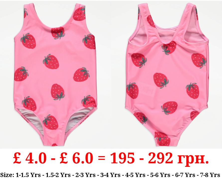 Pink Strawberry Print Swimsuit