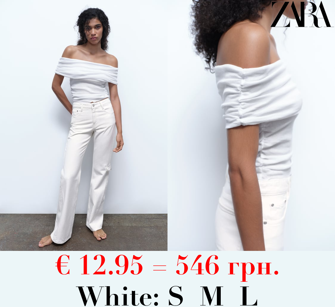 OFF-THE-SHOULDER TOP WITH GATHERED DETAILS