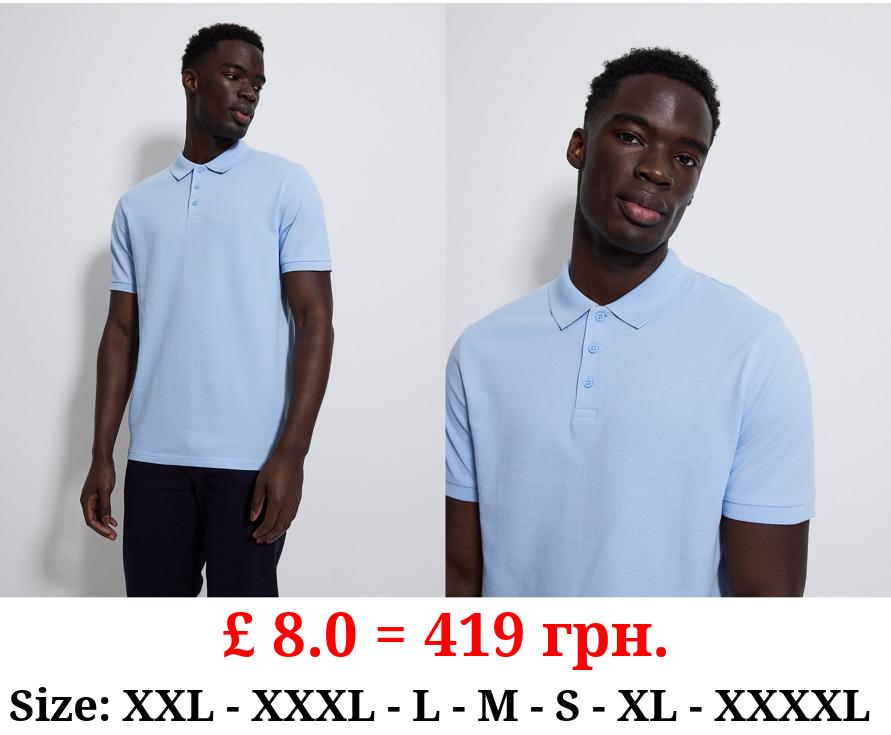 Pale Blue Short Sleeve Polo Top