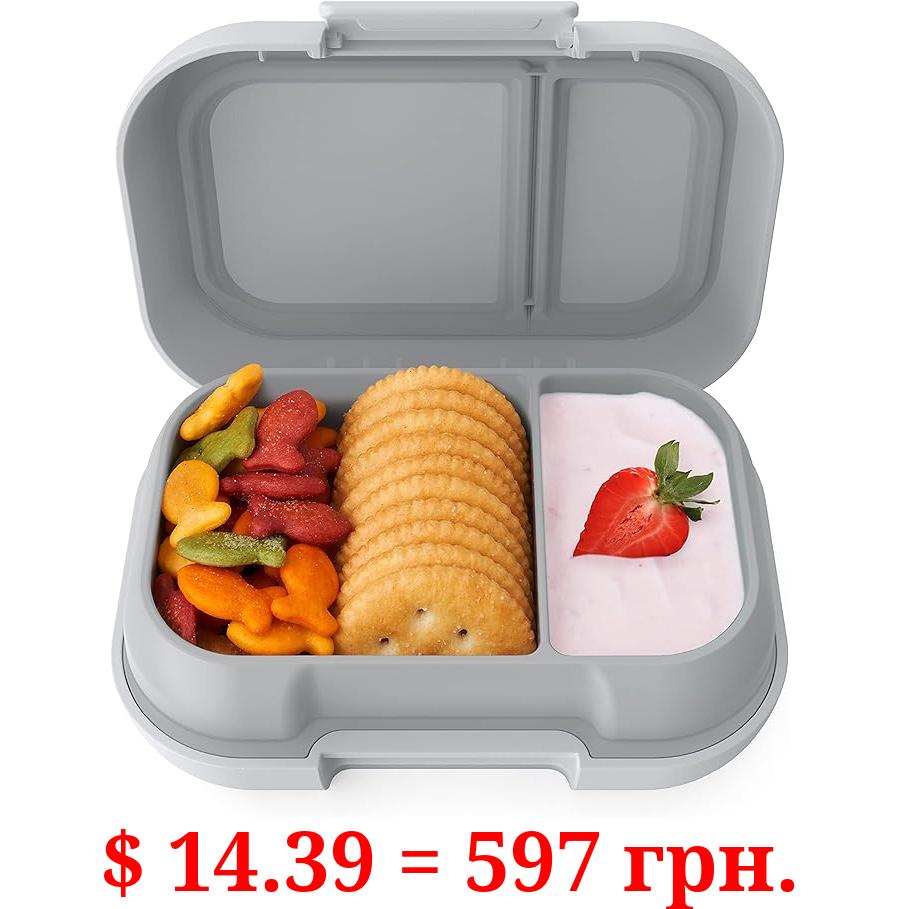 Bentgo® Kids Snack - 2 Compartment Leak-Proof Bento-Style Food Storage for Snacks and Small Meals, Easy-Open Latch, Dishwasher Safe, and BPA-Free - Ideal for Ages 3+ (Gray)