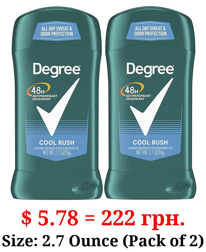 Degree Men Original Antiperspirant Deodorant for Men, Pack of 2, 48-Hour Sweat and Odor Protection, Cool Rush 2.7 oz