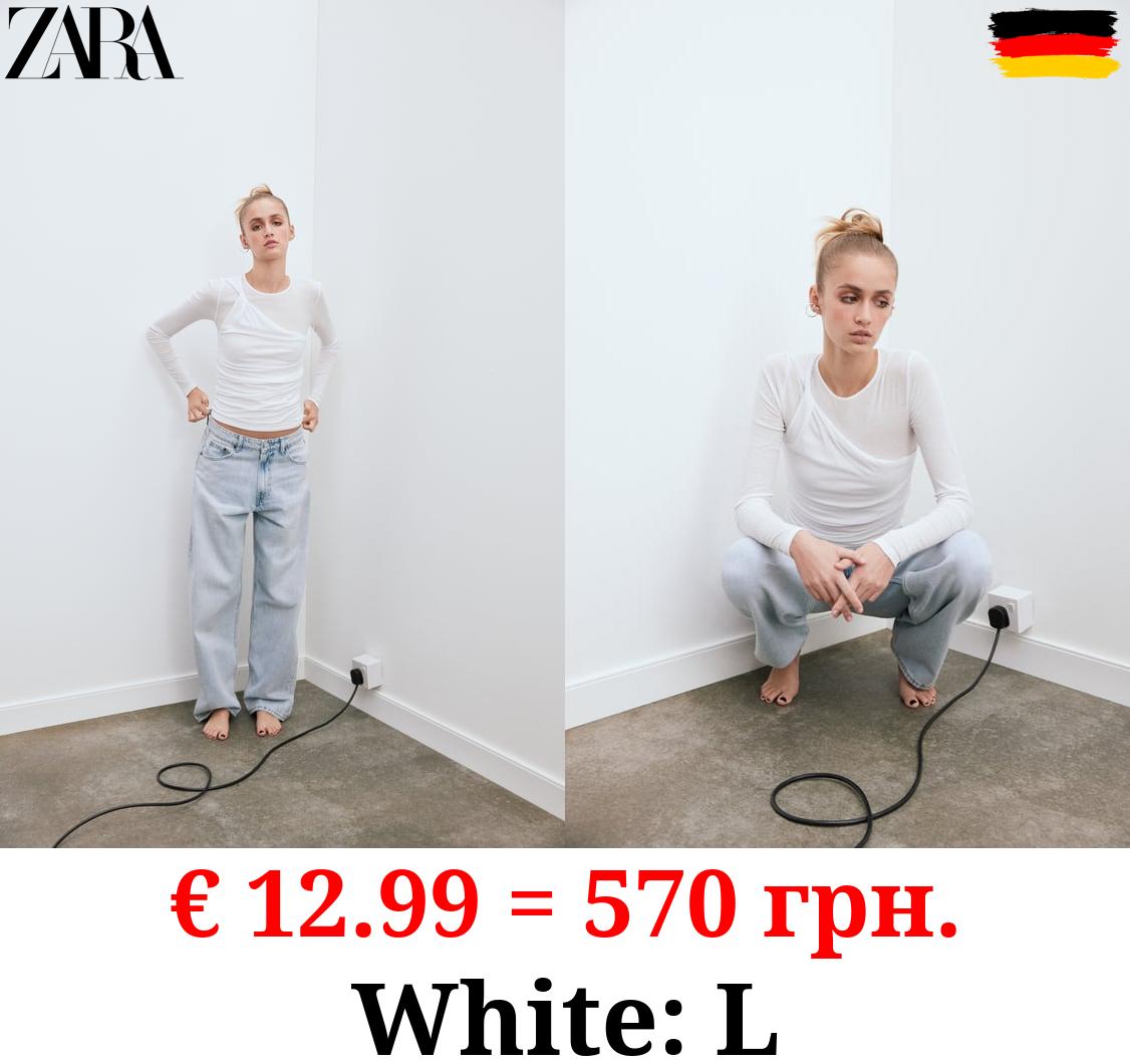 DRAPED DOUBLE-LAYER RIBBED TOP