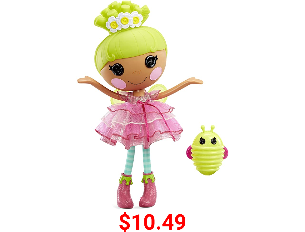 Lalaloopsy Doll- Pix E. Flutters & Pet Firefly, 13" Fairy Doll with Florescent Yellow Hair, Pink Outfit & Accessories, Reusable House Playset- Gifts for Kids, Toys for Girls Ages 3 4 5+ to 103 Years