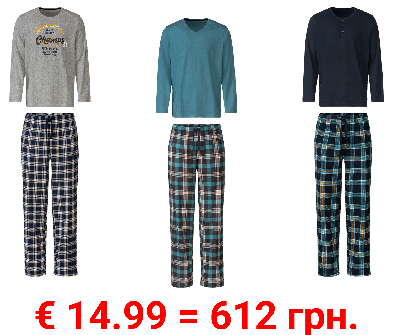 LIVERGY® Herren Pyjama, Hose aus weicher, wärmender Flanell-Qualität