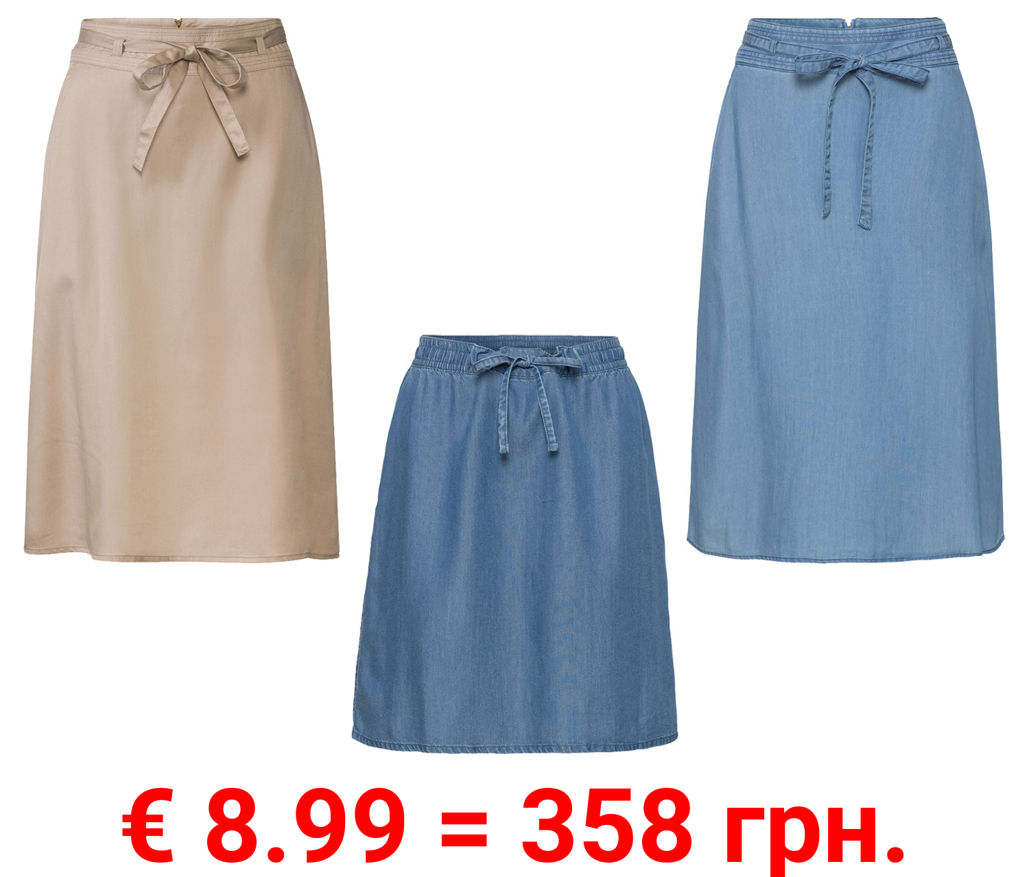 esmara® Damen Rock mit abgerundetem Saum