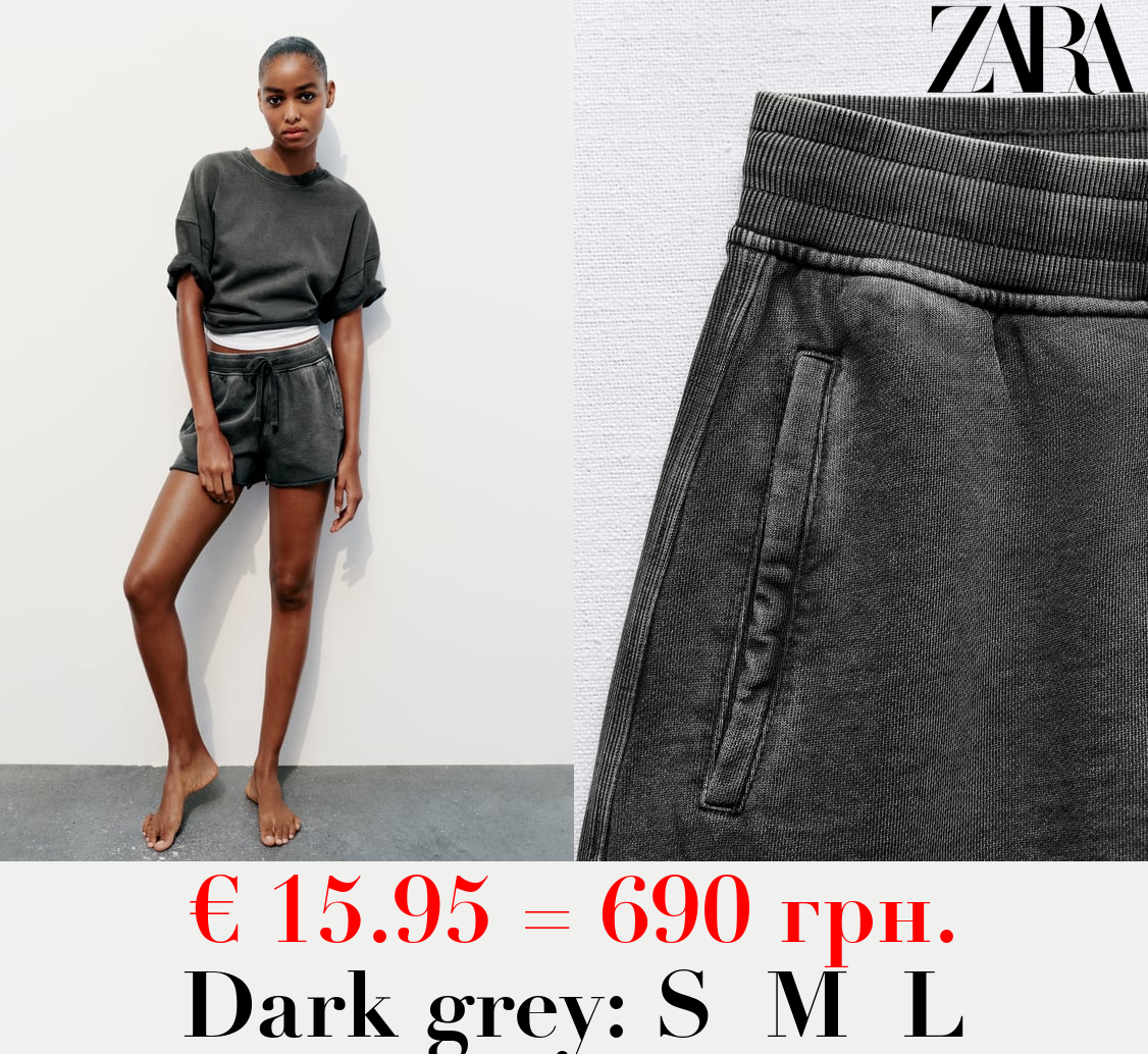 FADED-EFFECT PLUSH SHORTS