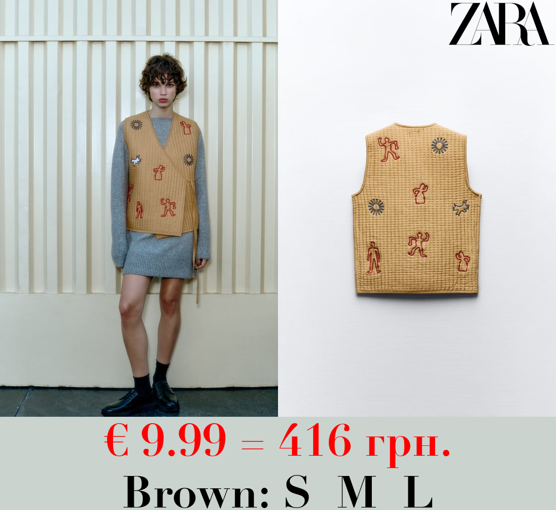 QUILTED WAISTCOAT WITH EMBROIDERY