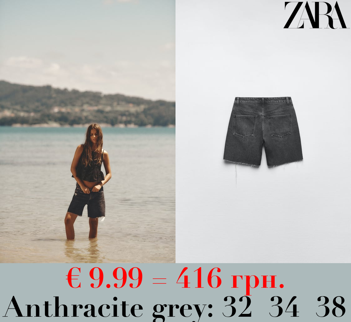 LOOSE FIT DENIM TRF BERMUDA SHORTS