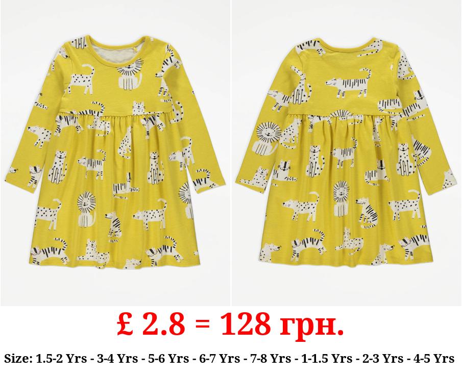 Ochre Animal Print Long Sleeve Dress