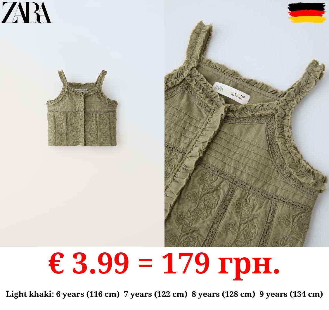 EMBROIDERED TOP WITH RUFFLES