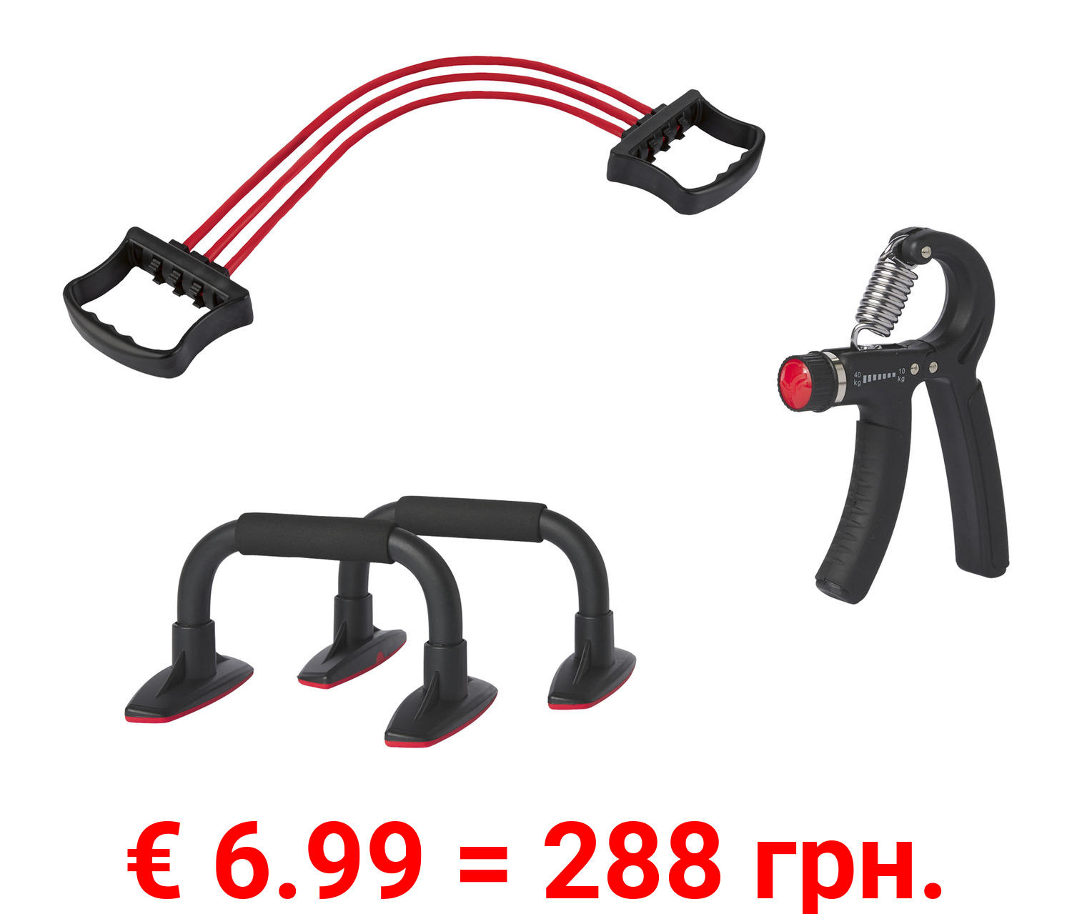 CRIVIT Liegestützgriffe, Unterarmtrainer, Expander