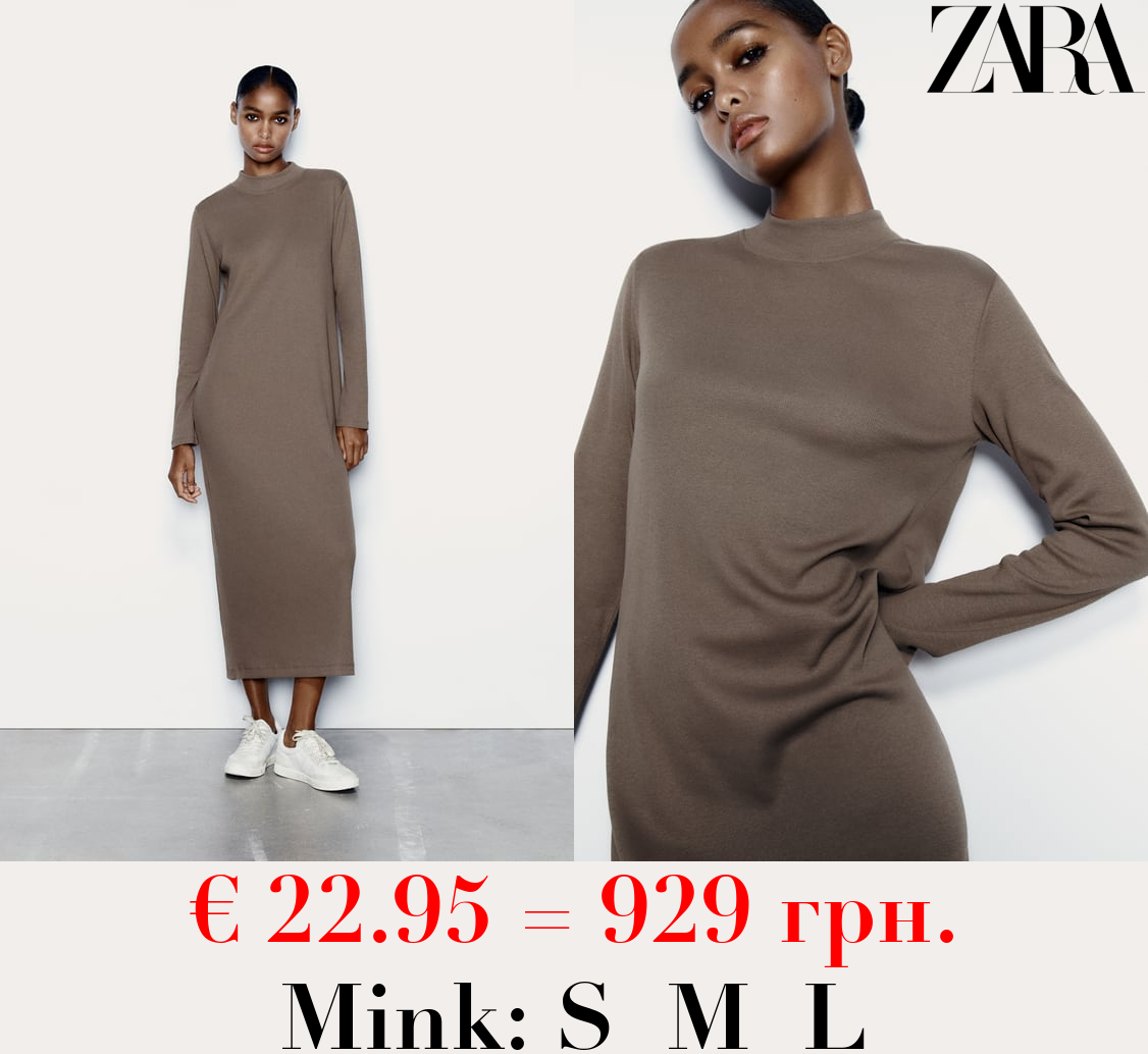 RIBBED MOCK-NECK DRESS