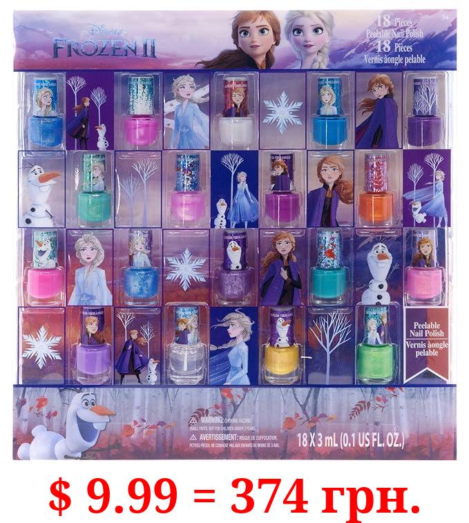 Townley Girl Disney Frozen Non-Toxic Water Based Peel-Off Nail Polish Set with Glittery & Opaque Colors for Girls, Kids & Teens Ages 3+, Perfect for Parties, Sleepovers & Makeovers, 18 Pcs