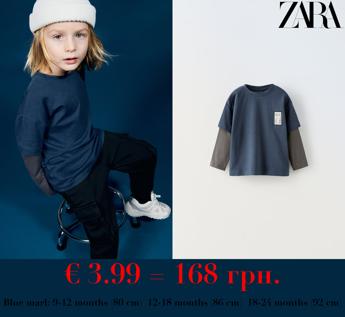 LABEL T-SHIRT WITH DOUBLE SLEEVES
