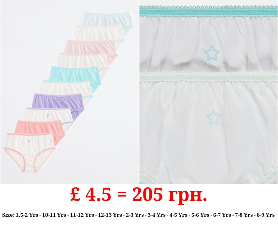 Coloured Edge Full Briefs 10 Pack