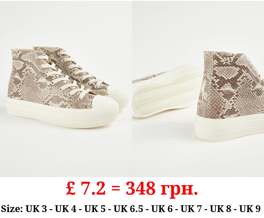 Snake Skin Flatform High Top Trainers