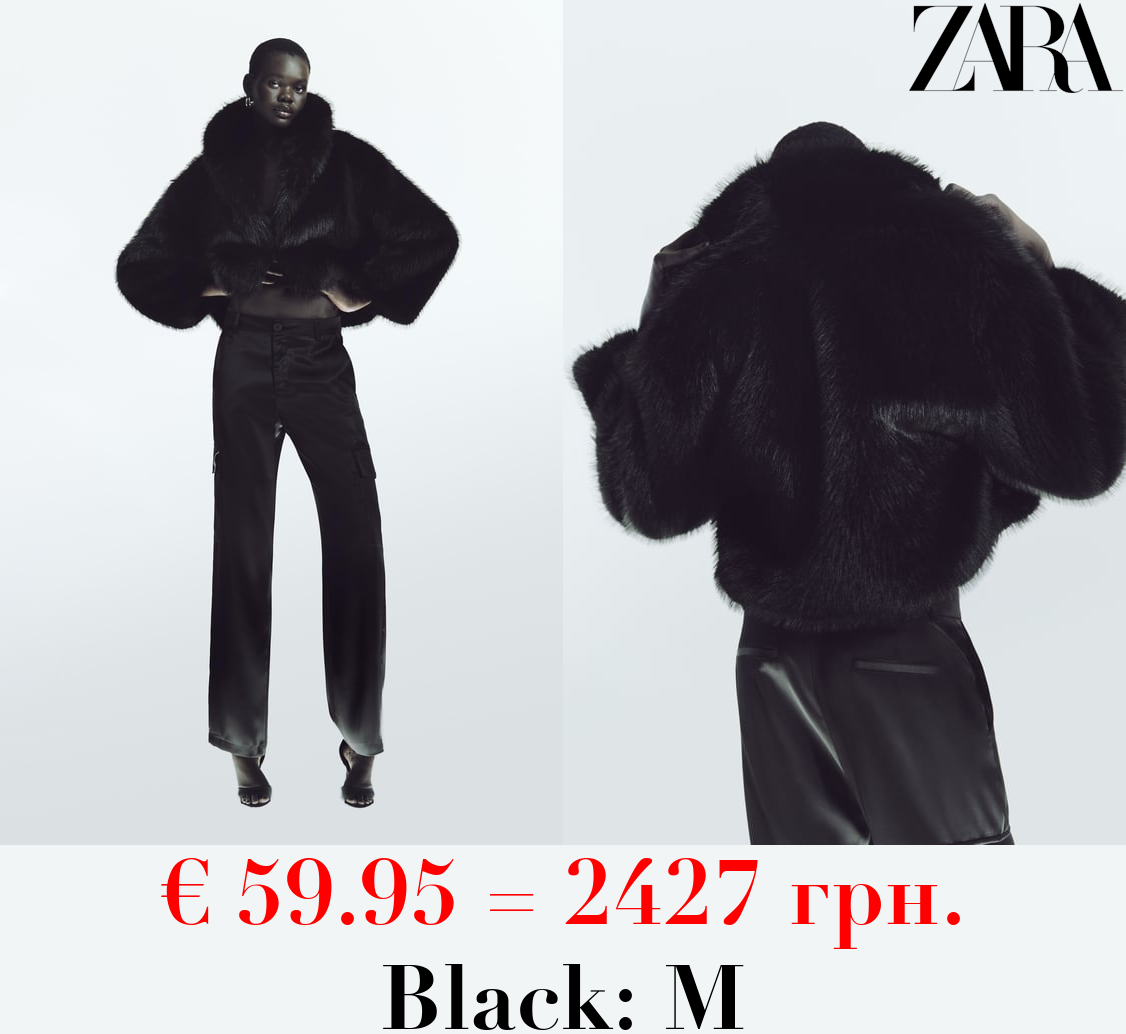 CROPPED FAUX FUR JACKET