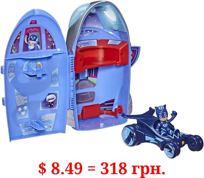 PJ Masks 2-in-1 HQ Playset, Headquarters and Rocket Preschool Toy for Kids Ages 3 and Up, Includes Catboy Action Figure and Cat-Car Vehicle