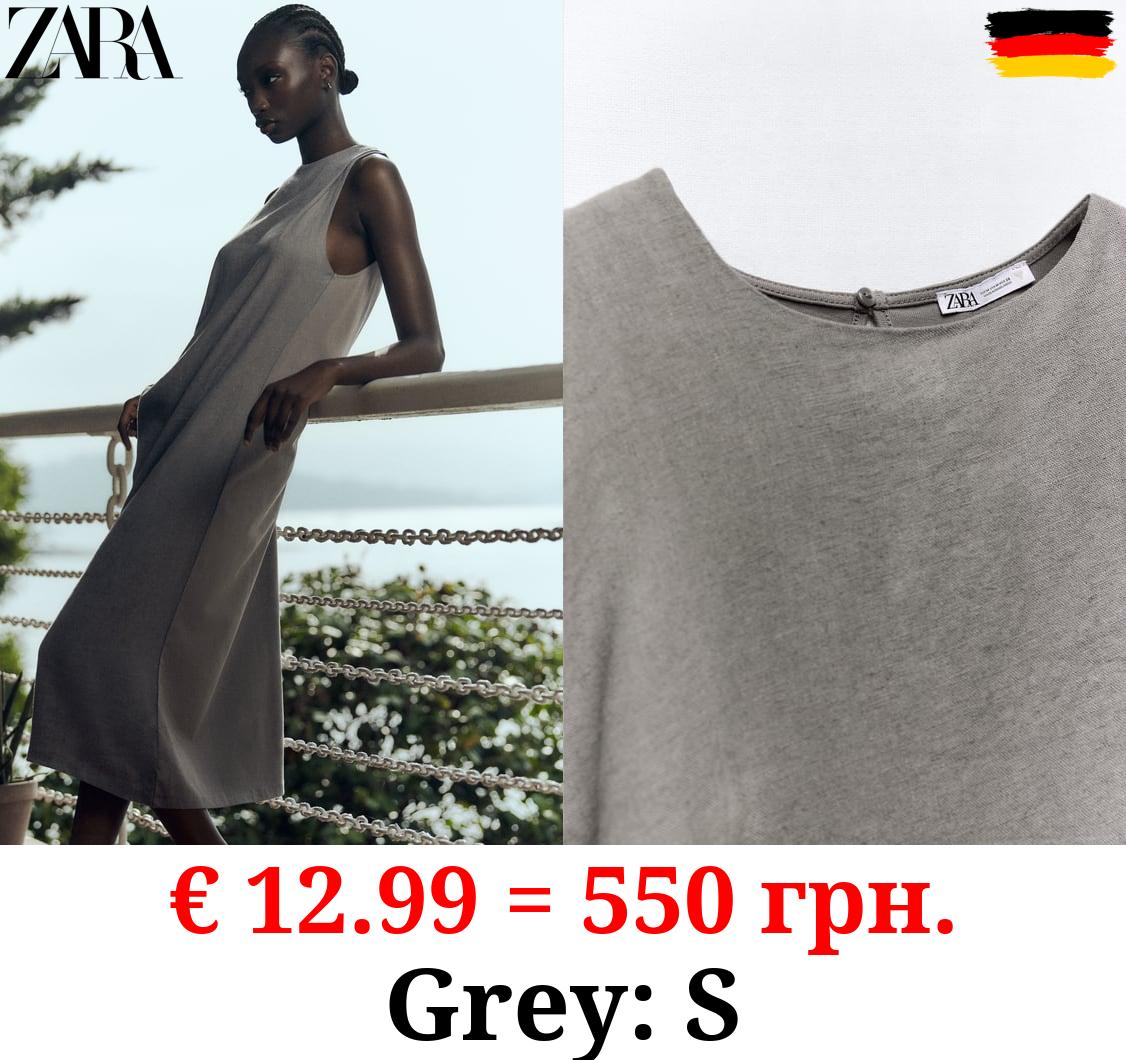 CONTRAST LINEN BLEND DRESS