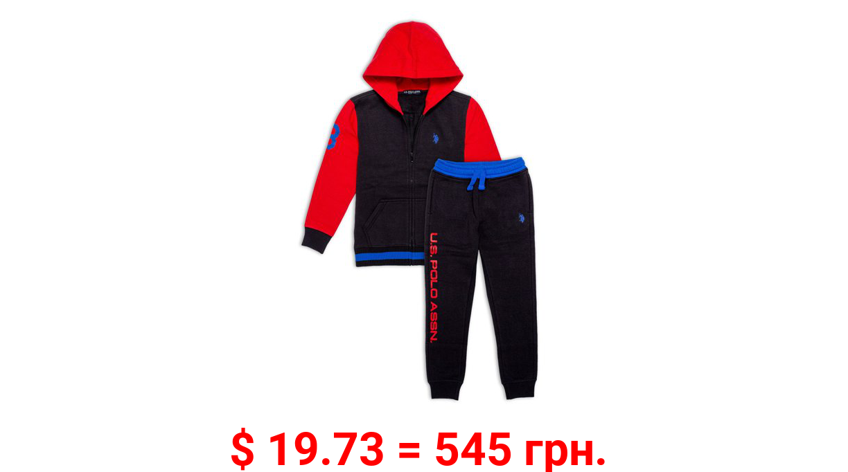 U.S. Polo Boys Fleece Colorblock Zip up Hoodie & Sweatpant Set , 2-Pack, Sizes 4-18