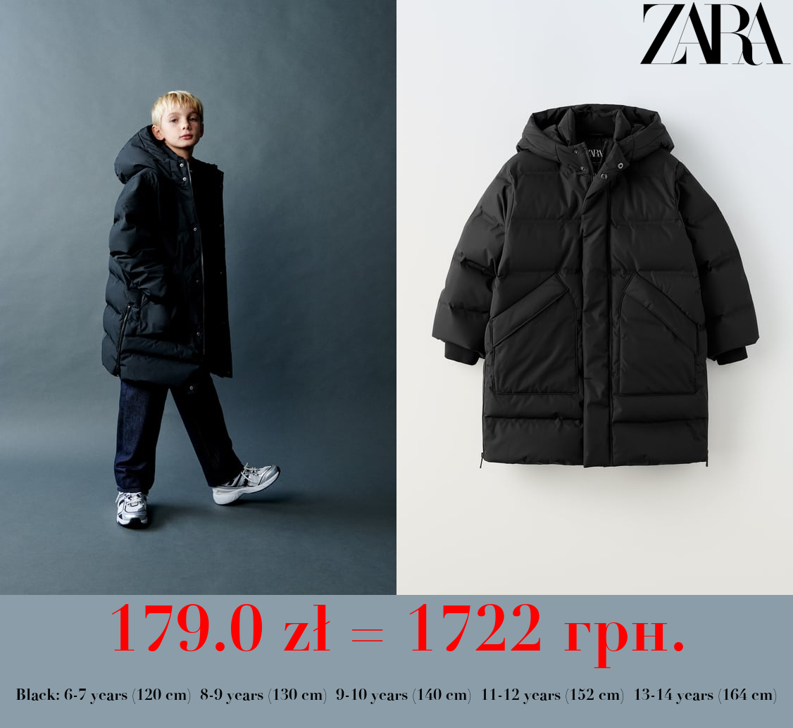 WATER-REPELLENT FEATHER AND DOWN PUFFER JACKET