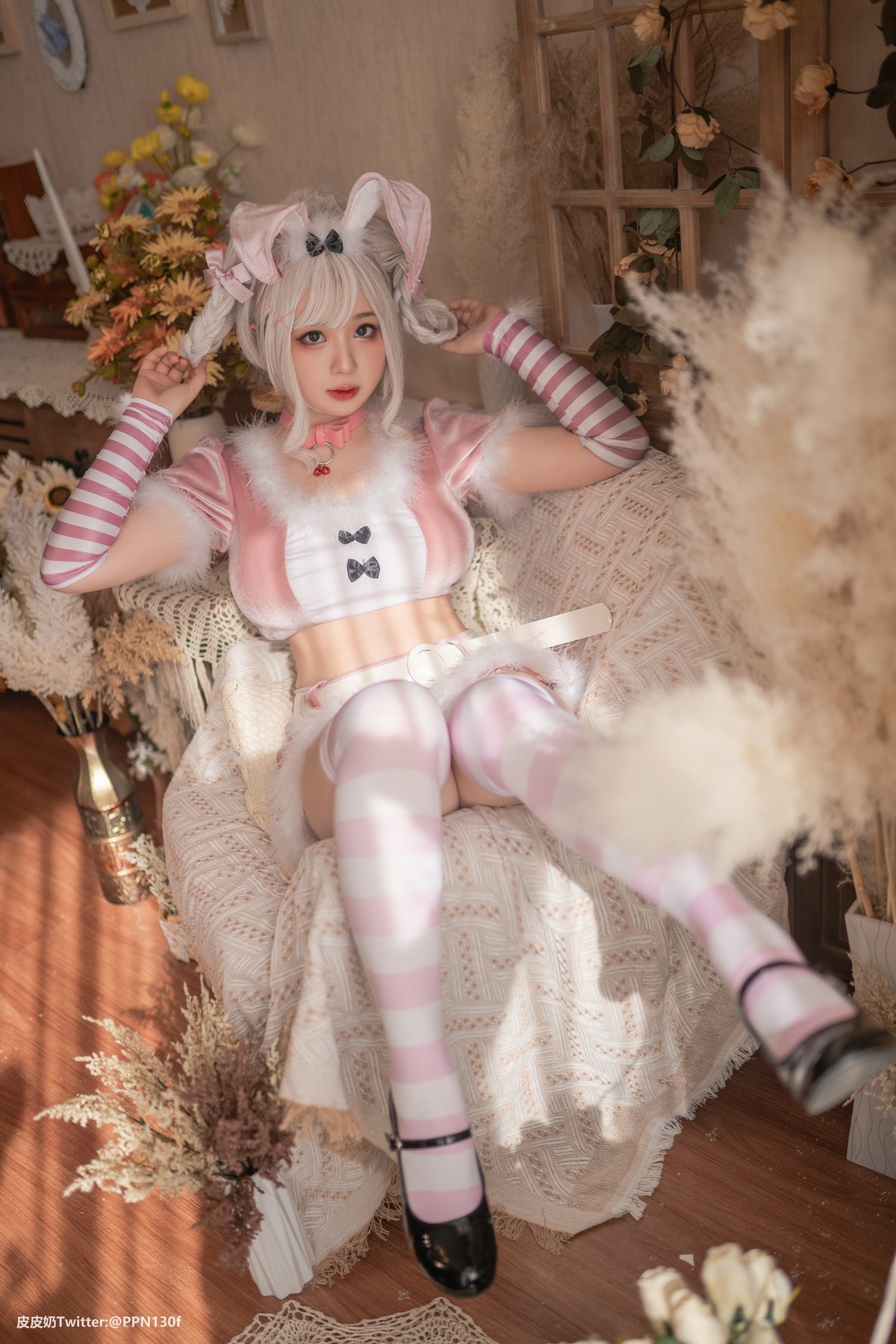 Cosplay 皮皮奶可可爱了啦 粉色兔兔 25